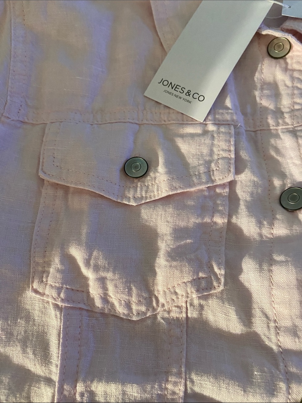 🩷Jones New York Light Pink Lightweight Washable Linen 
Jean Jacket🩷 - Picture 6 of 13